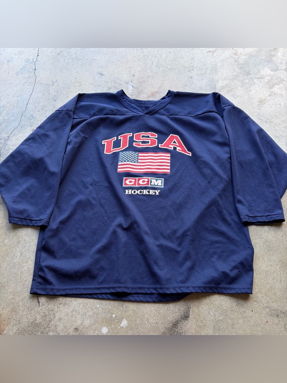 Vintage 90s CCM USA Ice Hockey Jersey Blue United States Of America